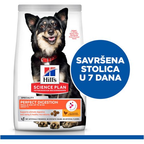 Hill's Science Plan PERFECT DIGESTION SMALL & MINI Adult Hrana za Pse s Piletinom i Smeđom rižom, 6kg slika 3