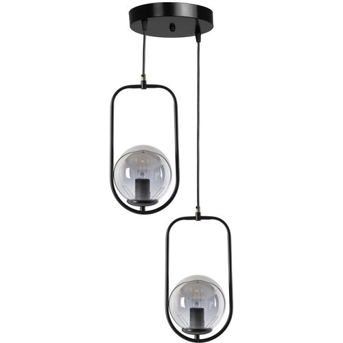 Ahu 2 Li Tepsili Füme Camlı Siyah Sarkıt Black Chandelier slika 2