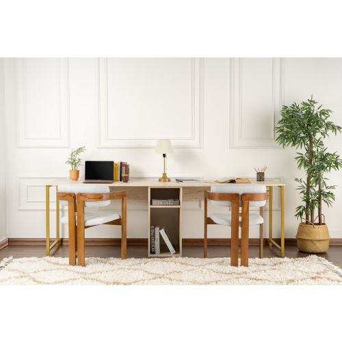 Twin Study Desk - Traverten Traverten 
Gold Study Desk slika 3