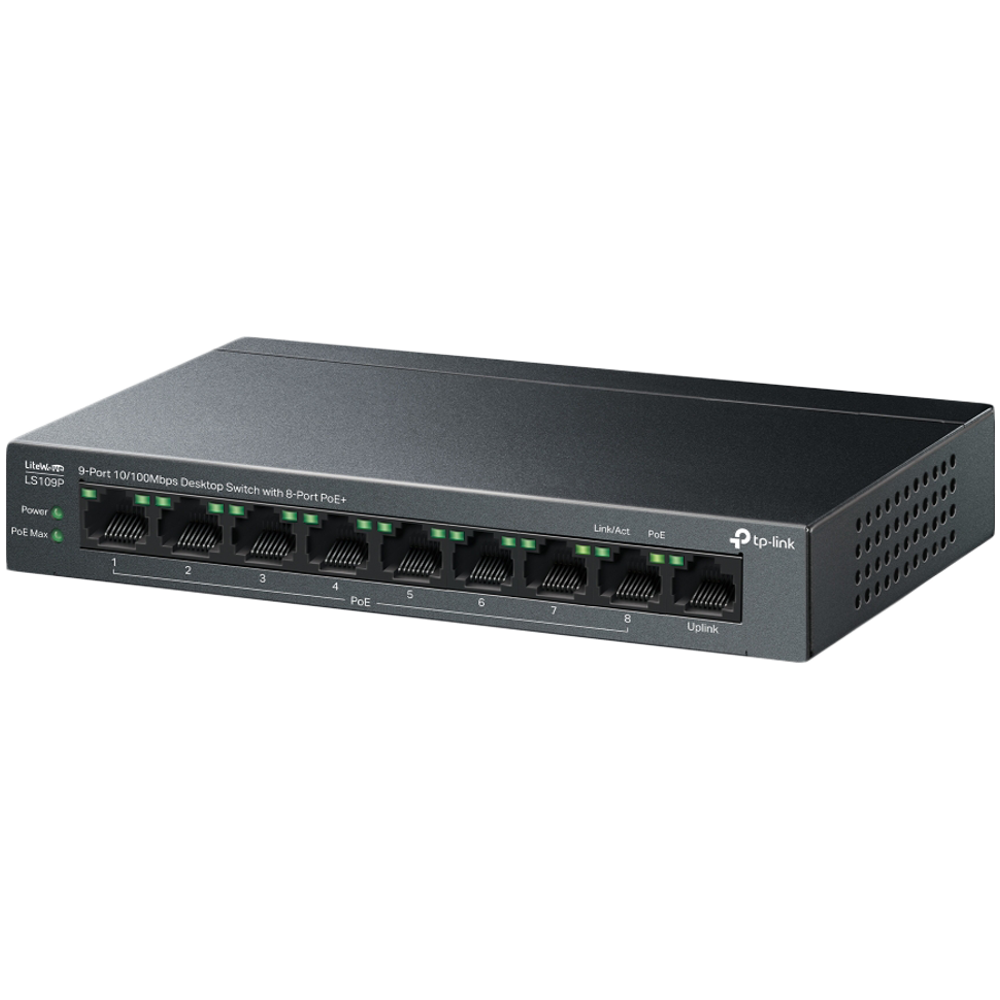 TP-Link LS109P 9-Port 10/100 Mbps Desktop Switch sa 8-Port PoE+ slika 3