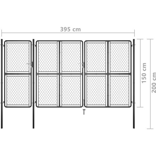 Vrtna vrata čelična 150 x 395 cm antracit slika 5