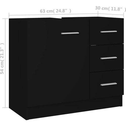 Ormarić za umivaonik crni 63 x 30 x 54 cm od iverice slika 8