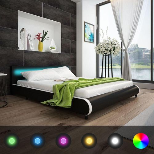Okvir za krevet od umjetne kože s ladicama i LED svjetlom crni 180 x 200 cm slika 9