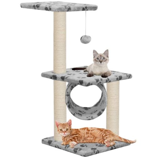 Penjalica za mačke sa stupovima za grebanje od sisala 65 cm siva s uzorkom šapa slika 1