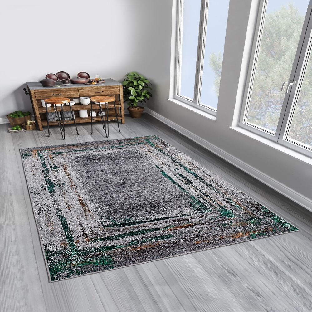 Tanki tepih sa digitalnim printom Woopamuk020, sivi (120 x 180 cm) - izložbeni artikl (oštećenja ambalaža) slika 1