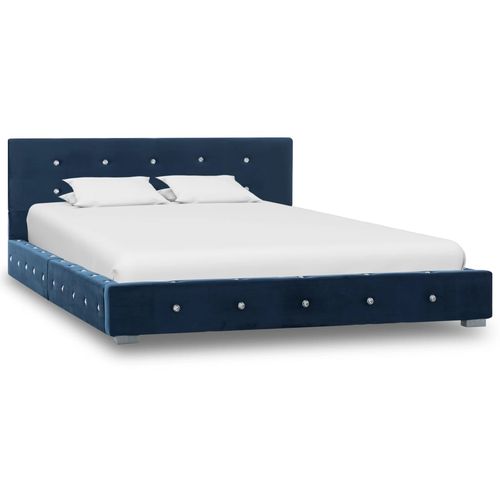 Krevet s madracem plavi baršunasti 120 x 200 cm slika 31