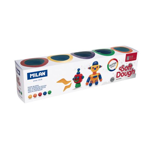 Plastelin MILAN Glitter Soft Dough set 5 boja X 142g slika 1