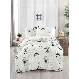 Set posteljine Panda White Black Ranforce za jedan krevet