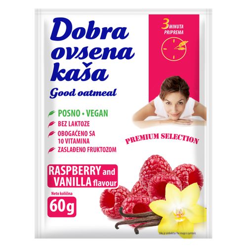 DOBRA OVSENA KAŠA sa malinom i vanilom 60g slika 1