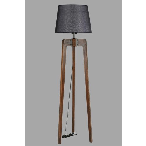 Podna Lampa u Crnoj Boji sa Drvenim Postoljem 8580-3 Walnut slika 3