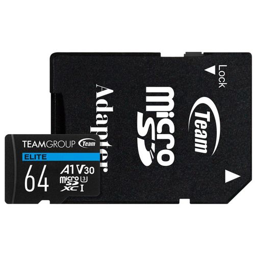 TeamGroup MICRO SDXC 64GB ELITE, UHS-I U3 V30 A1, 100/50MB/s +SD Adapter TEAUSDX64GIV30A103 slika 1