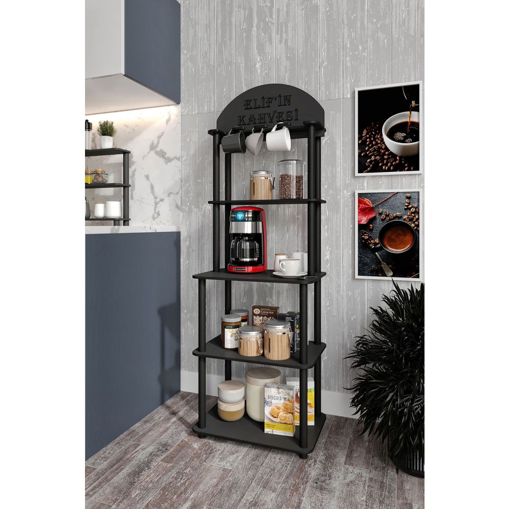 Kafe polica "Lungo", crna boja slika 2