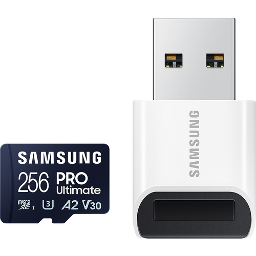 Samsung MB-MY256SB/WW MicroSD 256GB, PRO Ultimate, SDXC, UHS-I U3 V30 A2, Read up to 200MB/s, Write up to 130 MB/s, for 4K and FullHD video recording, w/USB Card reader slika 1