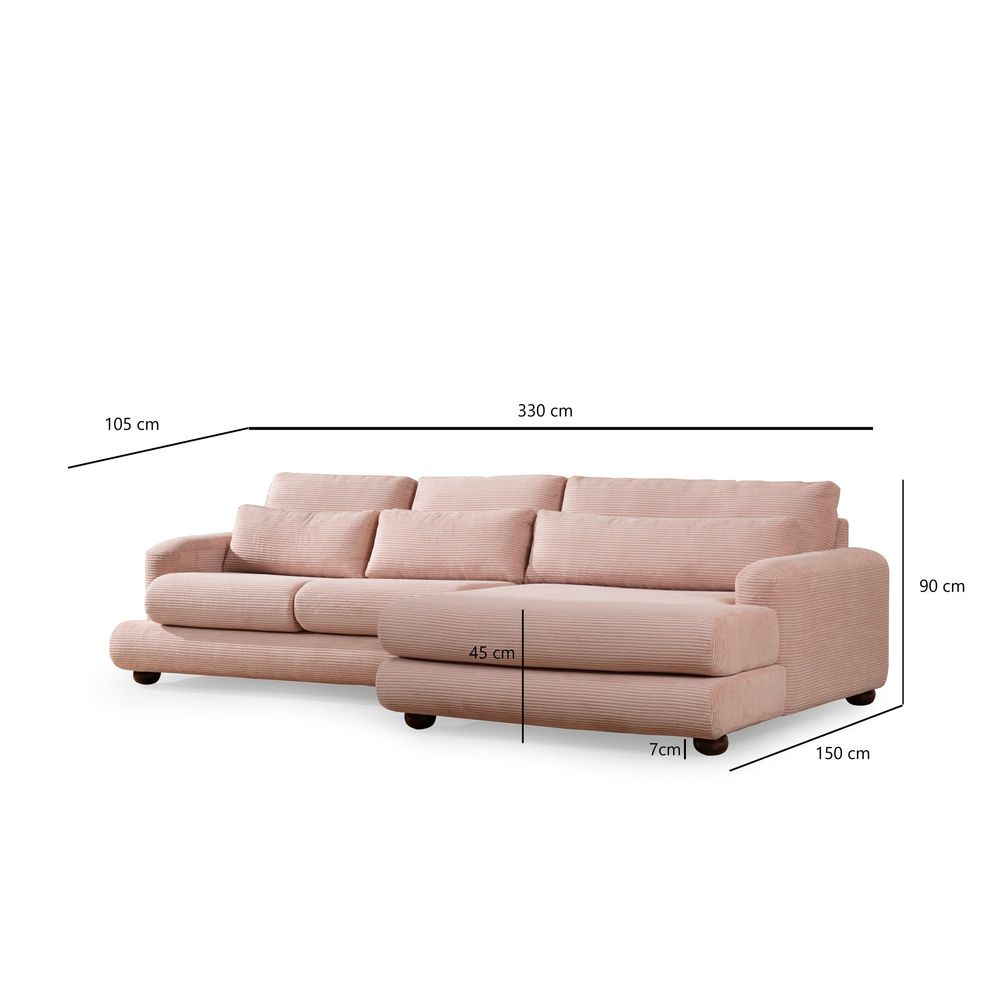 Ružičasti Ugaoni Sofa River Corner Desni (L2-Chl) slika 10