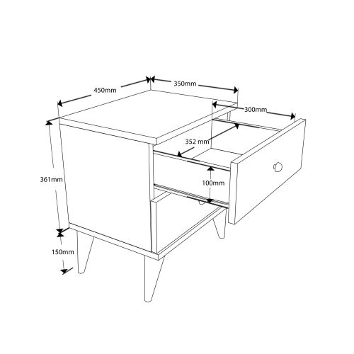 Mona 3720 White Nightstand slika 7