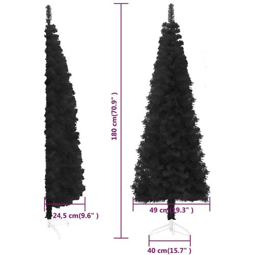 Tanka umjetna polovica božićnog drvca sa stalkom crna 180 cm slika 9