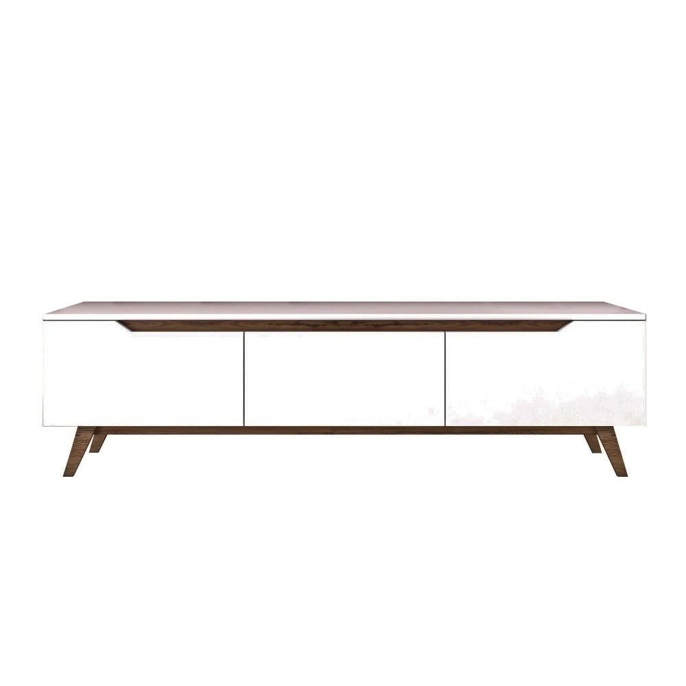 TV stalak D1 - 794 bijeli s orahovim detaljima slika 9