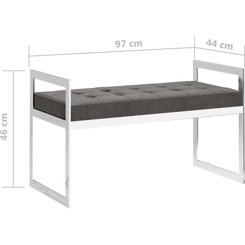 Klupa od sivog baršuna i nehrđajućeg čelika 97 cm slika 10