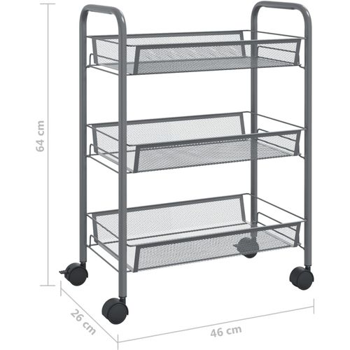 Kuhinjska kolica s 3 razine siva 46 x 26 x 64 cm željezna slika 17