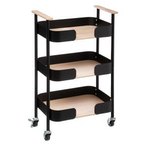 Five kuhinjska kolica s 3 police, dimenzija 45,5 x 28,5 x 75 cm, metalna, crna