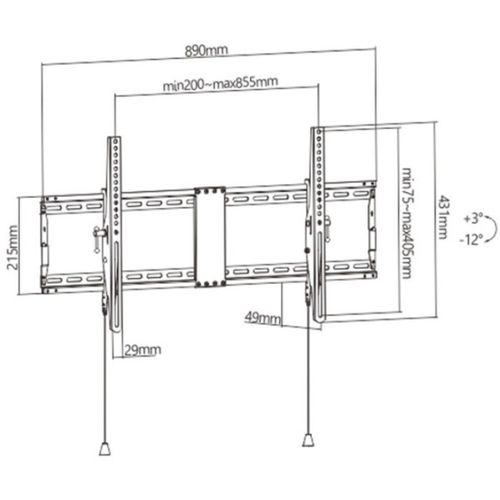 WM-90T-01 Gembird tilt VESA max 80x40cm 43-90 max.70kg A slika 3