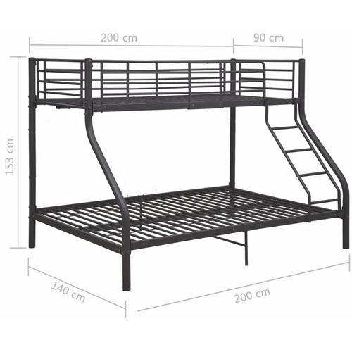 Okvir za krevet na kat sivi metalni 140 x 200 / 90 x 200 cm slika 10