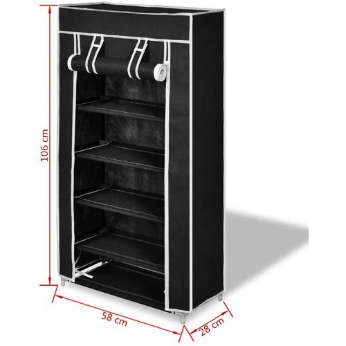 Ormarić za Cipele s Pokrovom od Tekstila 58 x 28 x 106 cm Crni slika 1