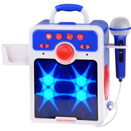 Disko zvučnik s mikrofonom za karaoke plavi slika 1