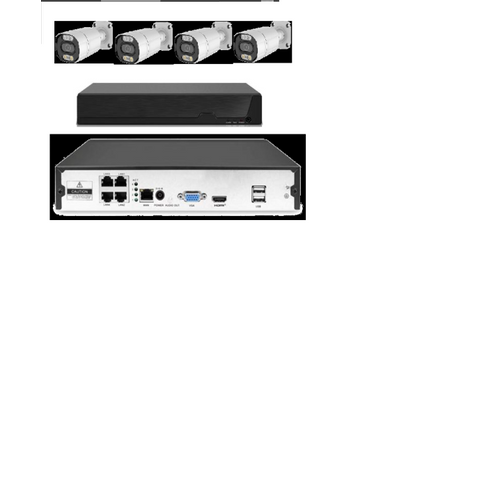 CAM-IP5MP-POEKITXM4W GMB kamera 5 mpix set full color IP  4 kamere  POE NVR  app xmeye sa mikrofonom slika 1