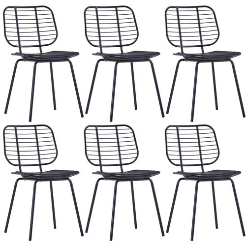 Stolice sa sjedalima od umjetne kože 6 kom crne čelične slika 8