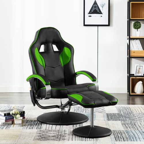 Masažna stolica s osloncem od umjetne kože zelena slika 35