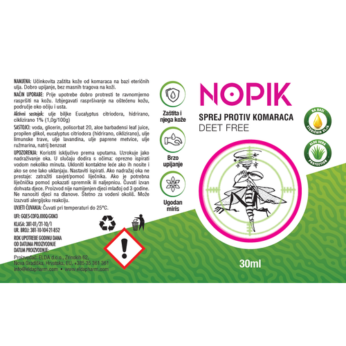 NOPIK - DEET FREE repelent protiv komaraca (pakiranje 10 x 30ml) slika 2