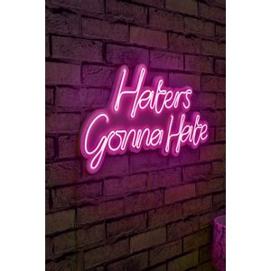 Wallity Ukrasna plastična LED rasvjeta, Haters Gonna Hate - Pink