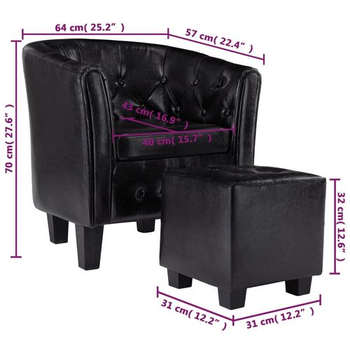Fotelja od umjetne kože s osloncem za noge crna slika 32