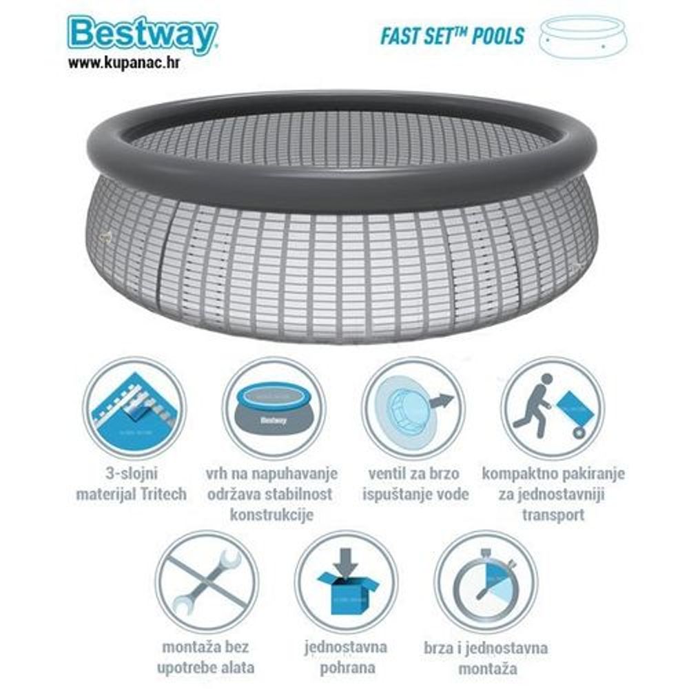 Bestway Bazen sa zračnim prstenom i filter pumpom 57270 Fast, 305x76 cm slika 3
