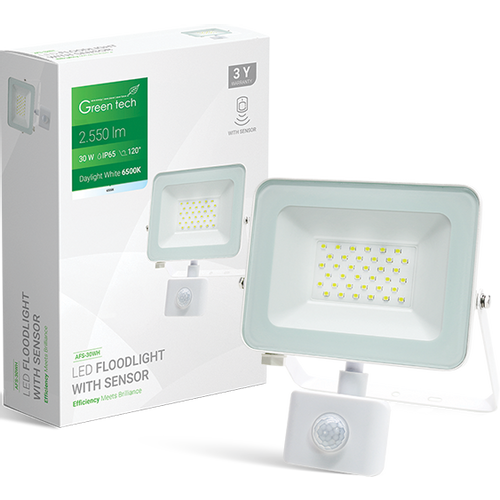 LED reflektor sa senzorom  Green Tech 2550 lm, 30W, 6500K, IP65, bijeli slika 3