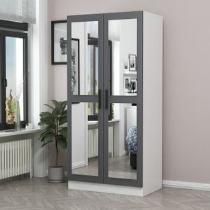 Woody Fashion Garderoba, Kale Mirror Anthracite White - 210