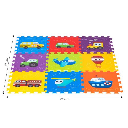 Ecotoys Podloga Za Igru Puzzle Vehicles 9 Elemenata 86X86cm Iplay slika 7