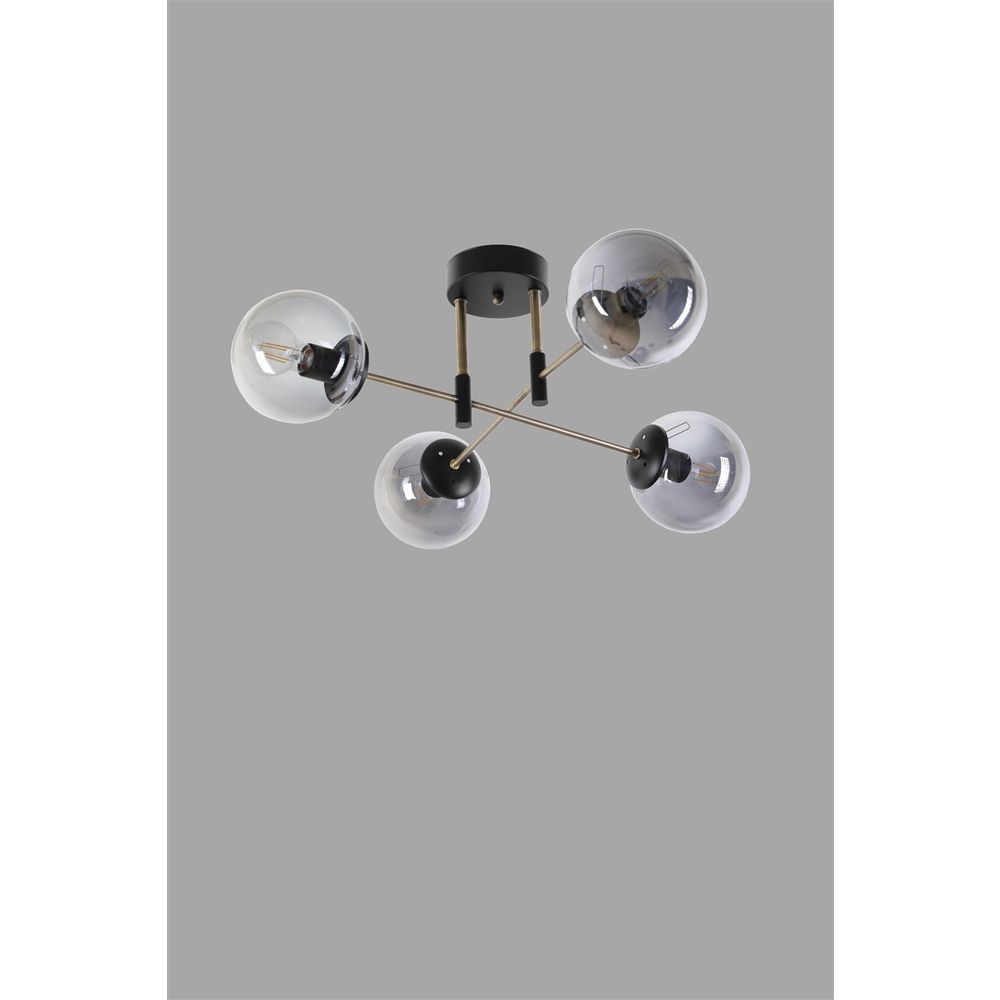 Dolunay 4 Lü Siyah Füme Camlı Avize BlackFume Chandelier slika 3