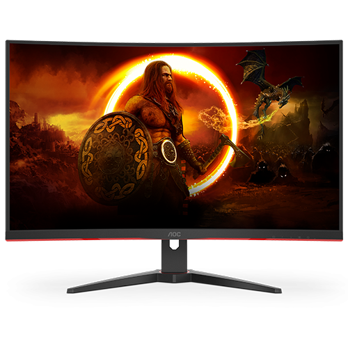 AOC Monitor LED CQ32G2SE 32” Gaming zakrivljeni 165Hz QHD (31.5“, 16:9, 2560x1440, VA, 165Hz, 250 cd/m², 3000:1, 1 ms, 2xHDMI, DP, Speakers, Tilt, Frameless) Black-Red, 3y slika 1