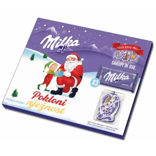 Milka Poklon paket 3 x Alpine Milk 80g + ukras slika 1