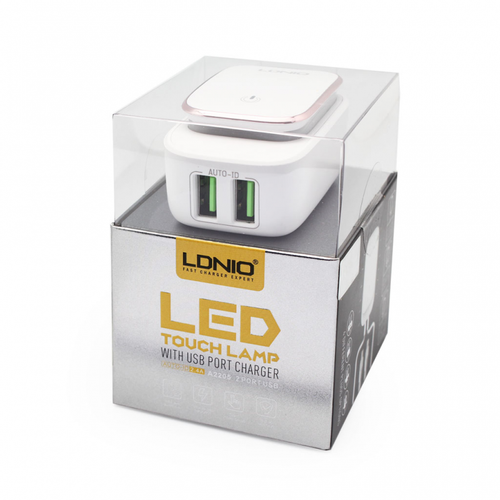 Kucni punjac LDNIO A2205 2xUSB 5V 2.4A LED Lamp sa micro USB kablom beli slika 1