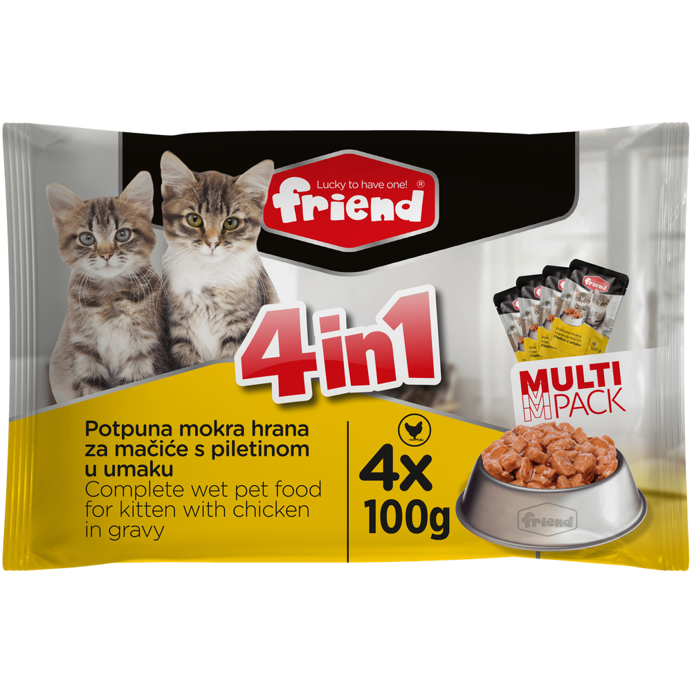 Friend Multipack Junior mokra hrana za mačke u vrećici Piletina 4x100g slika 1