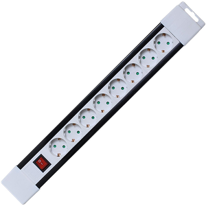 home Produžni kabl, 8 utičnica, prekidač, 1,0mm², 2 met, bijeli - PNV 08K/WH