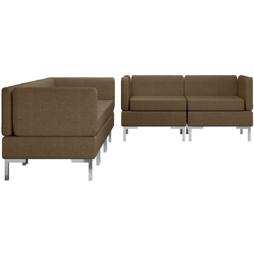 5-dijelni set sofa od tkanine smeđi slika 4