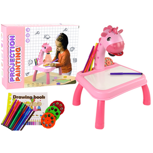 Dinosaur stol sa projektorom za crtanje - Pribor boja - Roza boja