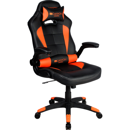 CANYON Vigil GС-2 Gaming chair, PU leather, Original and Reprocess foam, Wood Frame, Top gun mechanism, up and down armrest, Class 4 gas lift, Nylon 5 Stars Base,50mm PU caster, black+Orange. slika 3