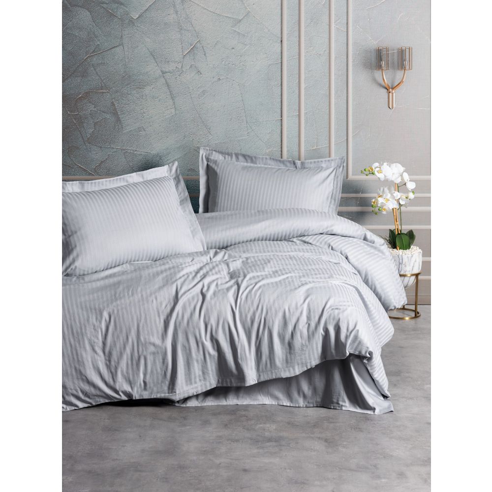 Stripe - Grey Grey Satin Single XXL Quilt Cover Set (DE) slika 1