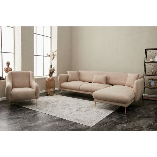 Atelier Del Sofa Kutna garnitura na razvlačenje, Bež Zlato, Simena Right - Beige slika 3