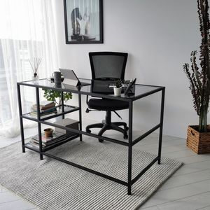 Master Radni Stol M101F Black - 130x60cm sa Staklenom Pločom
